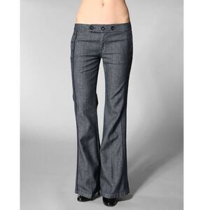 7 for All Mankind Nico Wide Leg Herringbone Trousers Pants Size 27 low rise y2k